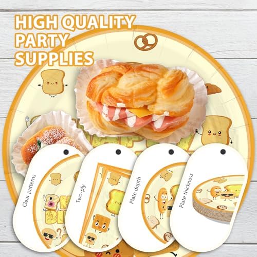 Grencian 96Pcs Toast Bread Birthday Food Theme Party Decoration, Serve 24 - Image 6