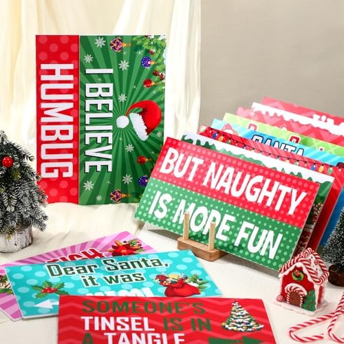Beeveer 24 Designs Christmas Photo Booth Props, Red and Green Xmas Props - Image 2