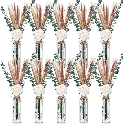 Qinyoung 10 Set Dried Pampas Grass Table Centerpiece for Wedding, White by Qinyoung
