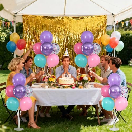 4 Sets Pink Purple Blue Teal Yellow Balloons Stand for Table - Image 6