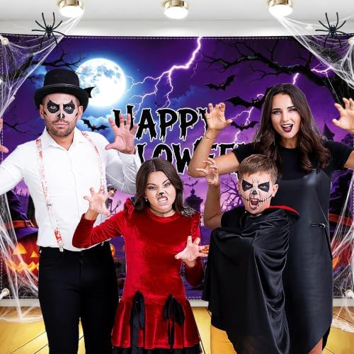 Happy Halloween Backdrop 7x5FT with Spider Web Kit - Image 7
