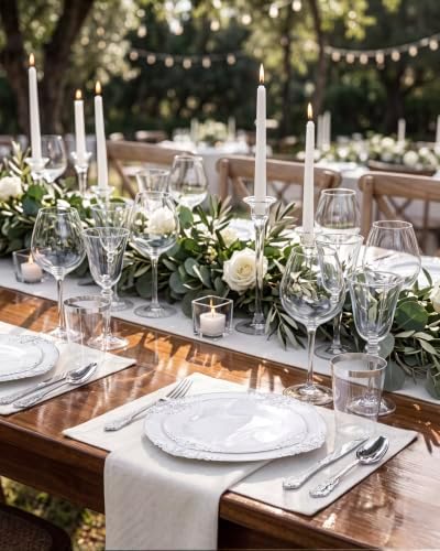Nervure 350Pcs Silver Plastic Plates, Plastic Dinnerware Set for 50 Guests - Image 3