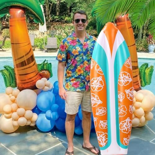 JellyArch 4 Pcs Inflatable Surfboards Hawaiian Party Pool Decor - Image 5