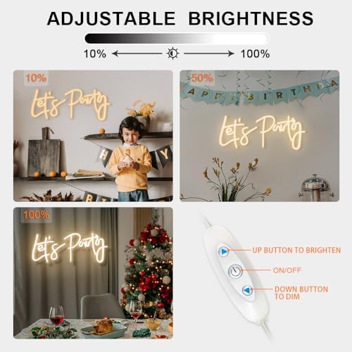 Custom Let's Party Neon Signs Large sign with Dimmer for Bachelorette Party Engagement Party First Birthday Favors, Birthday Party, Wedding 40X20inchs (Medium) - Image 6