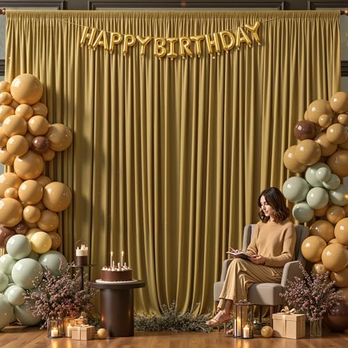 8x10FT Light Brown Backdrop Curtains for Wedding Parties, Wrinkle Free Polyester Photography Backdrop Drapes for Wedding Baby Shower Birthday Parties Stage Background Stand Decorations 4x10ft,2 Panels - Image 3