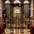 Black Sheer Backdrop Curtains with Lights String for Parties Birthday 10ft × 8ft Black Tulle Backdrop Curtain for Baby Shower Wedding Graduation Halloween Party Photo Shoot Decorations by Suppromo