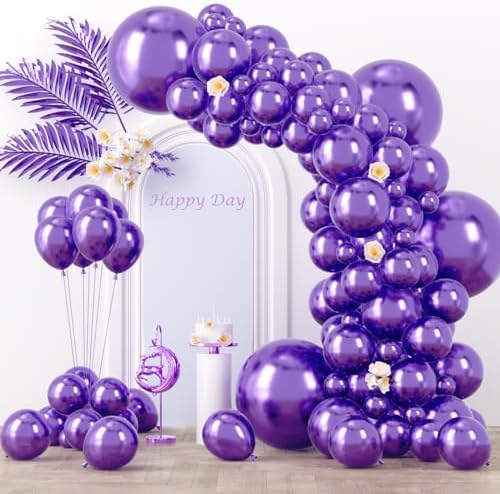 Voircoloria 130pcs Metal Purple Balloons Garland Arch Kit, 18 12 10 5 Inch by Voircoloria