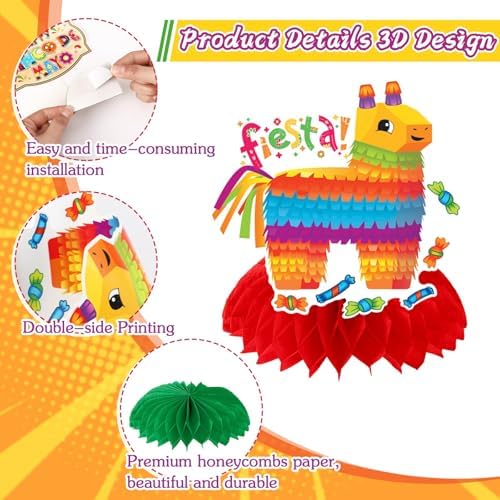JULMELON 8 Pcs Cinco De Mayo Honeycomb Centerpieces Fiesta Table Decor - Image 3