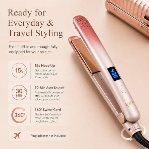 SVEY Dual Voltage Hair Straightener Titanium Ceramic Flat Iron for Travel - Image 6
