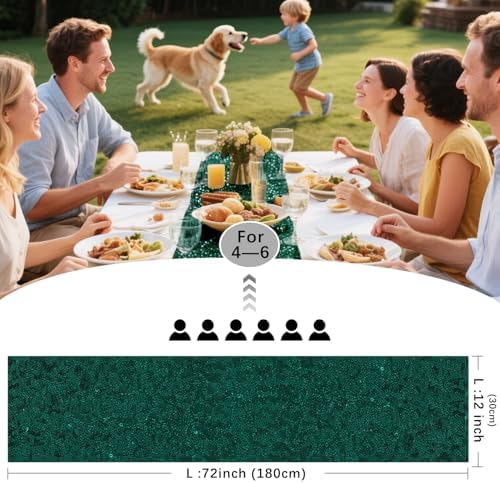10 Packs 12 x 72 inches Emerald Green Sequin Table Runner - Image 4