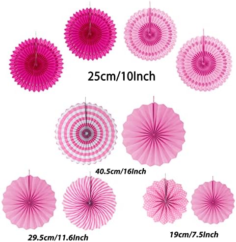ZERODECO Party Decorations, 41 Pcs Pink Papar Fans Pompoms Garlands String Tissue Paper Tassel for Fiesta Home Bridal Baby Shower Wedding Boy Girl Birthday Party - Image 4