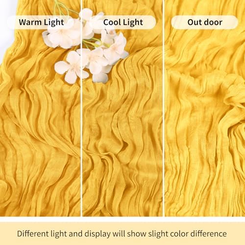 6 Pack Gold Cheesecloth Table Runner 17x108 Inch Semi Sheer Boho Gauze Cheese Cloth Fabric Table Runners Table Decor for Wedding Party Baby Shower Birthday Home Decor Garden Farmhouse - Image 7