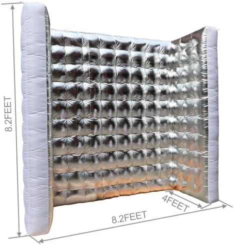 Inflatable Photo Booth Wall –8.2X8.2X4FT Portable Backdrop with LED Lights, Easy Setup for Parties, Weddings, Birthdays & Events – Silver - Image 2