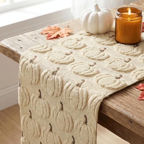 Artoid Mode Beige Soft Faux Fur Fall Table Runner 13x60 Inch - Image 5