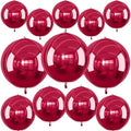 12PCS Burgundy Red Round Foil Balloons 22" 15" 10" Large Chrome Red Balloon by vibzox