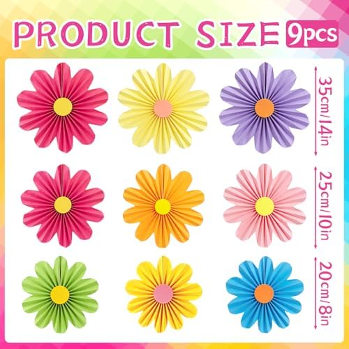 Rainbow Paper Fans Paper Lanterns Party Paper Flowers for Wall 8-14inch - Image 2
