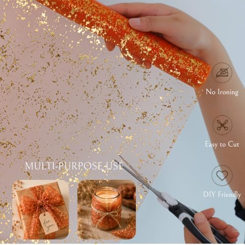Snowkingdom 2Pcs Burnt Orange Gold Table Runner Fall Thanksgiving Decor - Image 6
