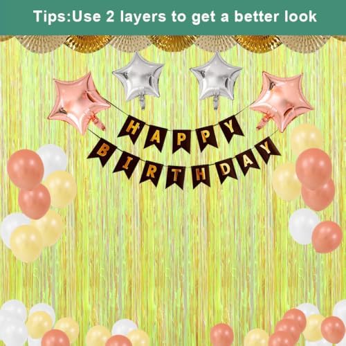 3 Pack Fringe Curtains Party Decorations, Transparent Yellow - Image 4