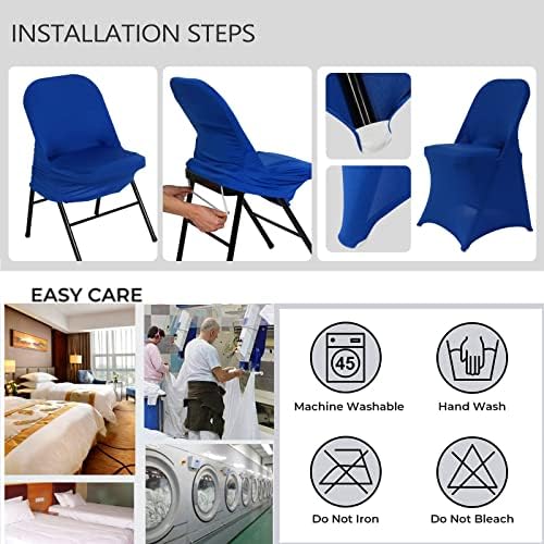 HAINARverS Folding Chair Covers for Wedding, 10pcs Royal Blue - Image 6