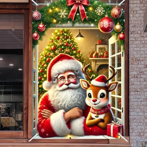 BlissYard Santa Reindeer Gnome Christmas Door Banner 6x4ft - Image 6