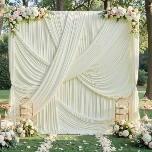 40x12 ft Ivory Backdrop Curtains for Weddings Parties, Birthdays and Photos - Image 3