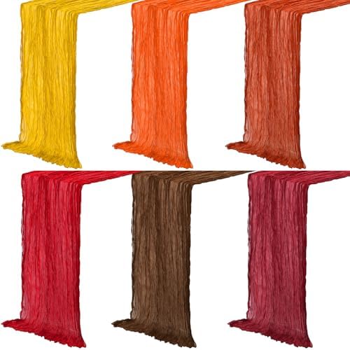 6 Pcs Fall Cheesecloth Table Runner Thanksgiving Boho Gauze 118" by Windkream