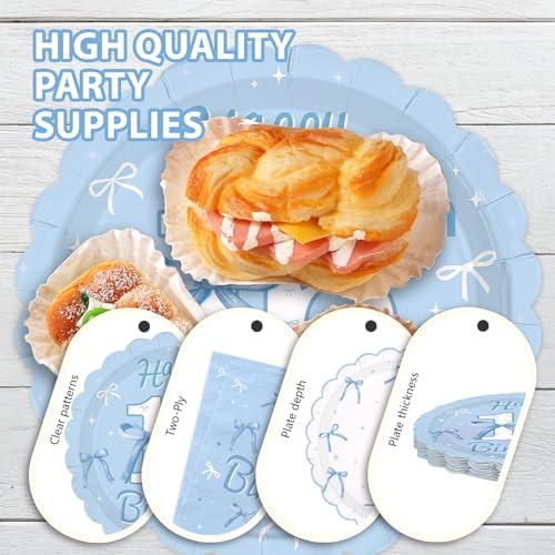 96Pcs Blue White Bow 16th Birthday Decorations for Girls Serves 24 - Image 6