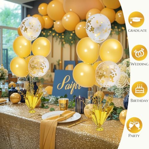 4 Set Gold Table Centerpiece Balloons Stand Kit with Gold and Confetti Balloons for Birthday Party Baby Shower Wedding Bridal Shower Graduation Prom Table Decorations - Image 5