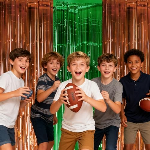 Football Party Decorations for Super Game Bowl 2027 - Green Brown Tinsel Streamers Backdrop Banner | Football Party Favors Supplies Indoor Outdoor - Game Day Birthday Party Accessories for Wall Door - Image 7