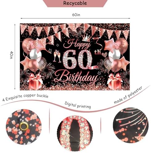 Happy 60th Birthday Decorations for Women, 60 Years Old Decor - Image 5