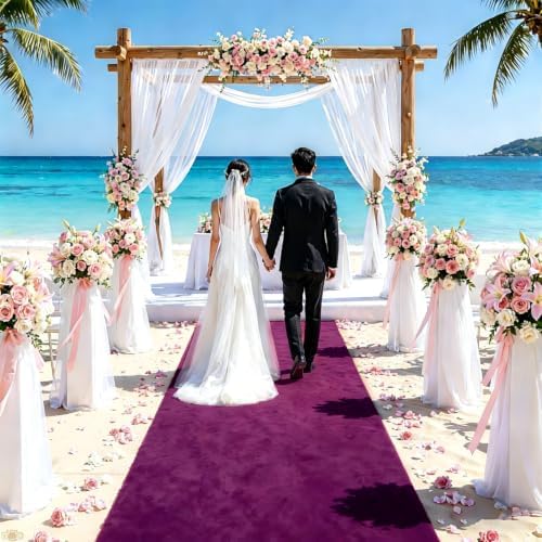 FUHSY Aisle Runner Purple Carpet Runner for Party 4x30 FT Velvet Aisle Runner for Wedding Ceremony Indoor Outdoor Church Runway Carpet Wedding Walkway Runner for Bridal Shower Hallway Decor - Image 4