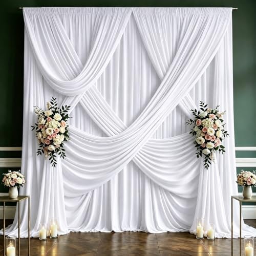 50x10 FT White Backdrop Curtains for Weddings, Parties and Photo Booths by Unknown