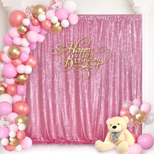 Blush Pink Sequin Backdrop Glitter Backdrop Curtains 7ft x 7ft - Image 3