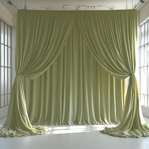 10x10FT Sage Green Backdrop Curtains for Wedding Parties, Wrinkle Free Photo Backdrop Curtains for Wedding Birthday Party Baby Shower, Fabric Drape with Rod Pockets 5ft x 10ft, 2 Panels - Image 7