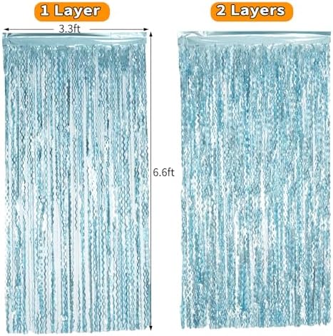 4 Pack Wavy Blue Foil Fringe Curtain 3.3x6.6 Feet | Blue Streamers Tinsel Backdrop for Under The Sea Party Decorations | Ocean Backdrop | Mermaid Birthday Decorations - Image 6