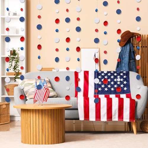 Outus 5 Pieces Blue,White,Red Round Dots Garland Party Hanging Decor - Image 6