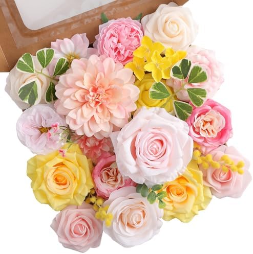 Floweroyal Artificial Flowers Fake Rose Flowers Dahlia with Stems for DIY Wedding Bridal Bouquets, Baby Shower, Floral Arrangement, Table Centerpieces, Home Decorations by FloweroyalCrafts