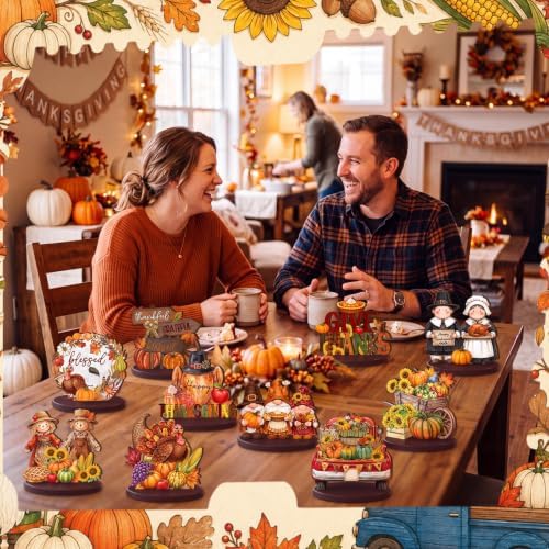 Wesiti 12 Pcs Thanksgiving Turkey Table Decoration, Wooden Fall Centerpiece - Image 5