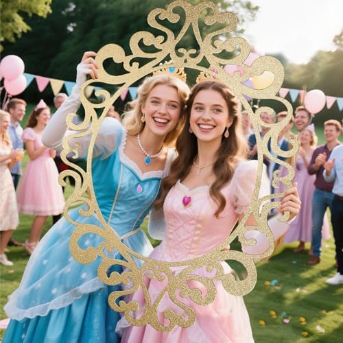 Aurelema Princess Mirror Photo Booth Props 15 x 23 Inches, Gold - Image 5