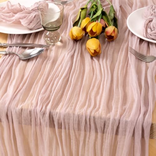 Pink Cheesecloth Table Runner Fall Boho Wedding Bridal Party Home Decor by MLMC
