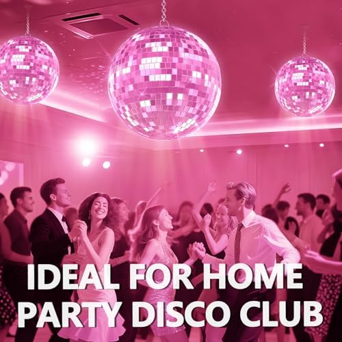 Pink Disco Ball, 12/16/20 inch Hanging Mirror Ball for Party Decorations, Disco Balls for Wedding, Events, Home Decor, Christmas Party, Dance Floor and Celebrations - Image 6