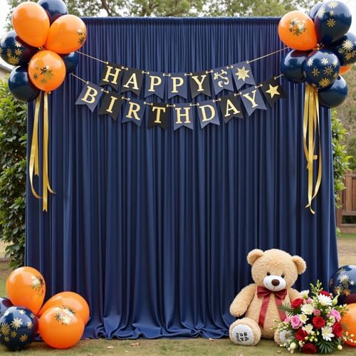 12ft x 10ft Navy Blue Backdrop Curtains for Parties, Wrinkle Free 2 Panels Photo Backdrop Drapes Back Drop Cloth for Wedding Birthday Photography Background Decor - Image 3