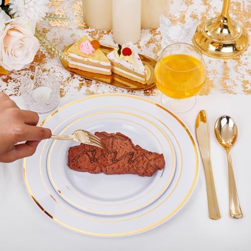 I00000 60 Pcs Gold Plastic Plates, Premium Disposable Gold Plates - Image 7