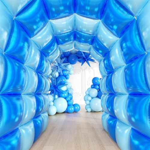 50pcs Blue Square Foil Balloons Wall Backdrop with 147pcs Blue Latex Balloon Garland Arch Kit, Double Sided Balloon Tunnel for Birthday Anniversary Graduation Baby Shower Party Decorations - Image 5