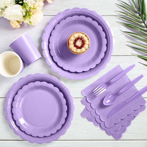 Vyntra 175 Pcs Lavender Paper Plates and Napkins Party Supplies - Image 5