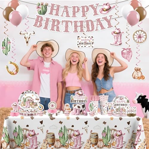 351pcs Western Cowgirl Birthday Party Decorations Tableware Set, 50 Serves - Image 7