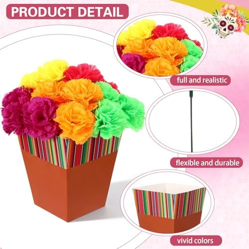 48 Pcs Mexican Party Decorations Fiesta Centerpieces, Marigold - Image 3