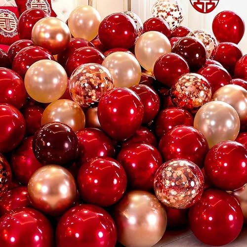 Voircoloria 105pcs Ruby Red Party Latex Balloons, 12inch - Image 4