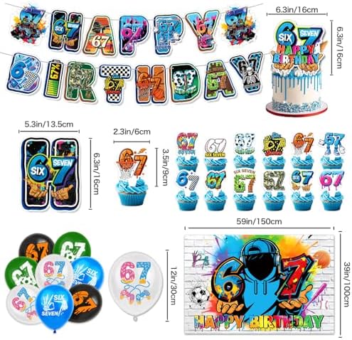 Birthday Decorations for Boys, Hip Hop Graffiti Street Theme Party Supplies with Happy Birthday Banner, Cake & Cupcake Toppers, Balloons, 59" x 39" Backdrop, Ideal for Teens Kids Photo Booth Props - Image 2