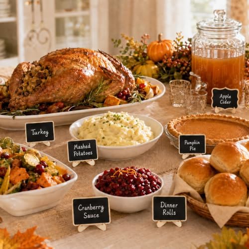 Mini Chalkboard Signs, 20 Pack Framed Small Chalk Board Food Labels with Easel Stand for Party Buffet or Wedding Celebration, Wooden Blackboard as Place Cards for Table Setting or Numbers - Image 3